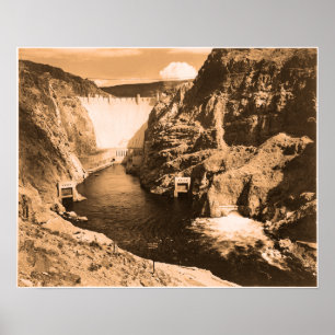 Póster Foto de época de la presa de Boulder