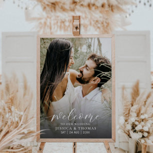 Póster Foto de escritura moderna Rótulo Boda blanco y neg