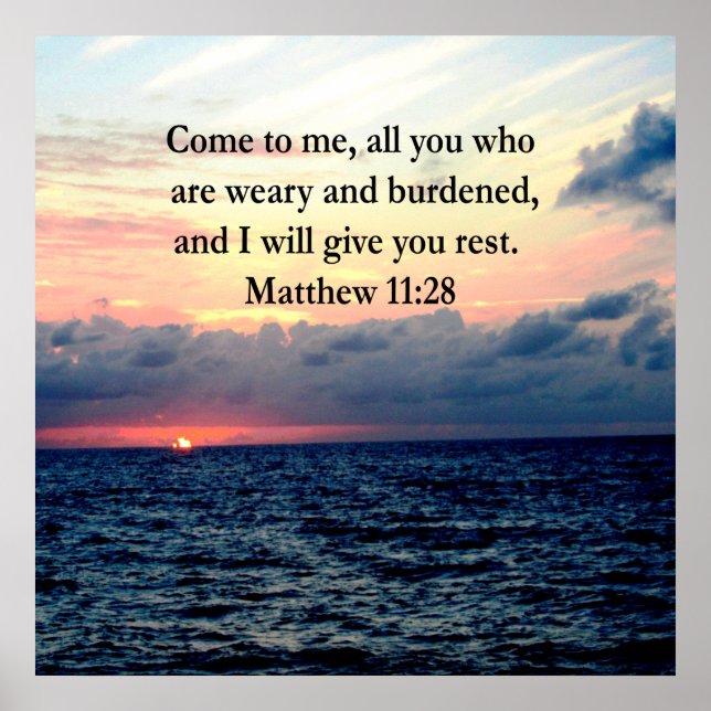 PÓSTER FOTO DE ESPIRITUAL MATTHEW 11:28 SUNRISE SCRIPTURE (Frente)