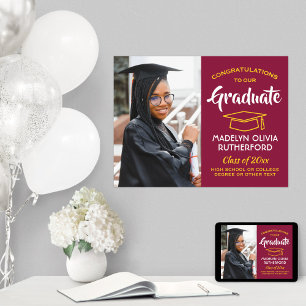 Póster Foto de felicitaciones Graduación Amarilla de Oro 
