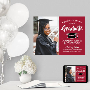 Póster Foto de felicitaciones Graduación en blanco y negr