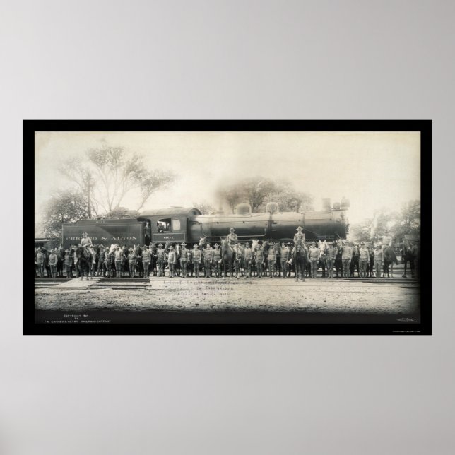 Póster Foto de Ferrocarril y Caballería de 1907 (Frente)
