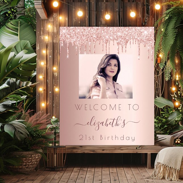 Póster Foto de fiesta de cumpleaños bienvenida con brillo (Subido por el creador)
