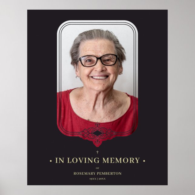 Póster Foto de floritura ornamental de encaje negro funer (Frente)