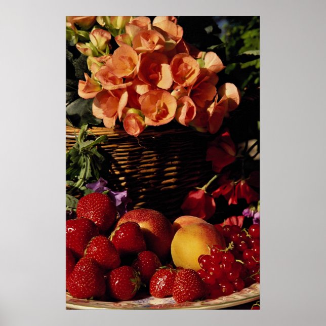 Póster Foto de Fruta y flores (Frente)