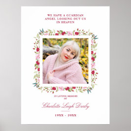 Póster Foto de Garland Floral Botánica Rosa y Rojo