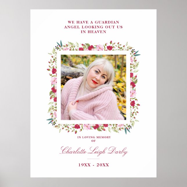 Póster Foto de Garland Floral Botánica Rosa y Rojo (Frente)