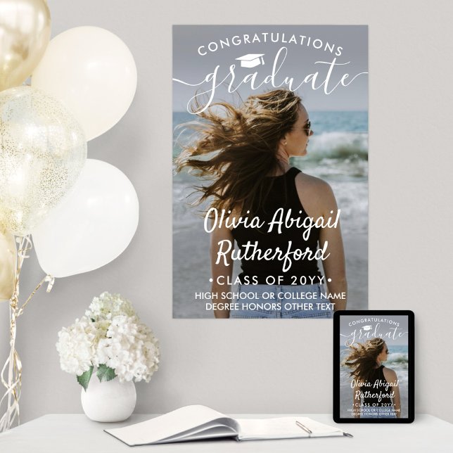 Póster Foto de graduación Elegante caligrafía blanca mode (Subido por el creador)