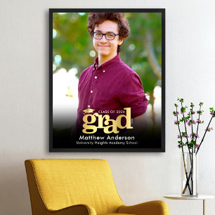 Póster Foto de Graduación en Tipografía Negrita 'Oro Negr