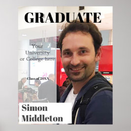 Póster Foto de graduación Titular negro de graduado moder