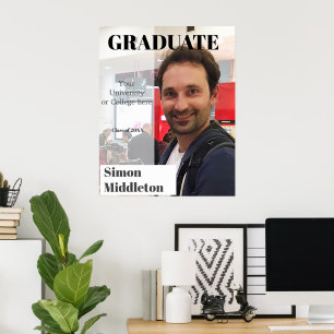 Póster Foto de graduación Titular negro de graduado moder