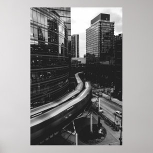 PÓSTER FOTO DE GRAYSCALE DE LA CIUDAD