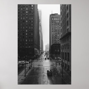 PÓSTER FOTO DE GRAYSCALE EN CITY STREET