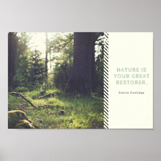 Póster Foto de Green Woods con naturaleza de cita (Frente)