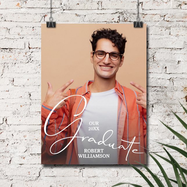 Póster Foto de guión de graduado personalizado (Personalized Graduate Script Photo Poster, INSTANT DOWNLOAD and/or PRINTED)