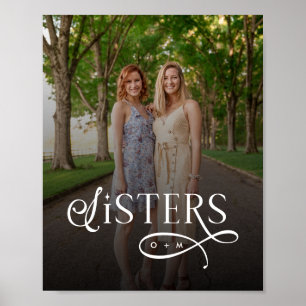 Póster Foto de hermanas Monograma Personalizado