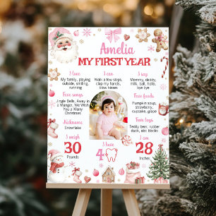 Póster Foto de hito de cumpleaños de Santa Retro Navidad