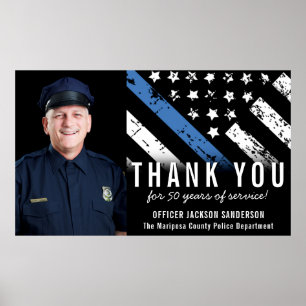 Póster Foto de jubilación de policía de línea azul person