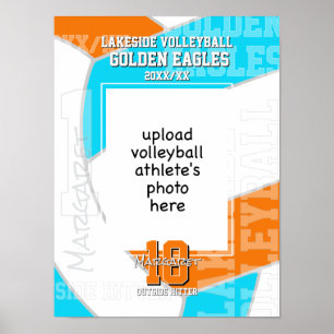 Póster foto de jugador de voleibol con colores de CUALQUI