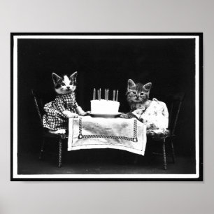 Póster Foto de la Antigüedad del Pastel de Cumpleaños