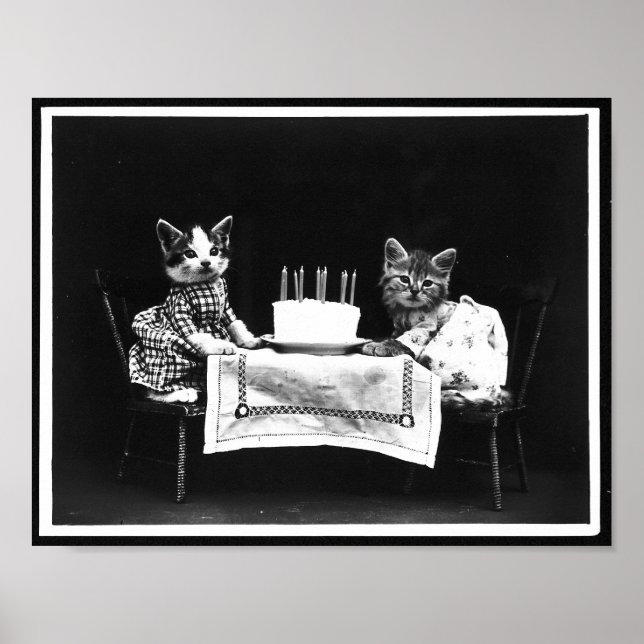 Póster Foto de la Antigüedad del Pastel de Cumpleaños (Frente)