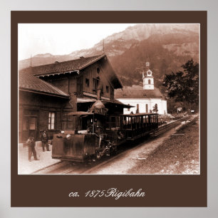Póster Foto de la estación de tren de montaña Antique Rig