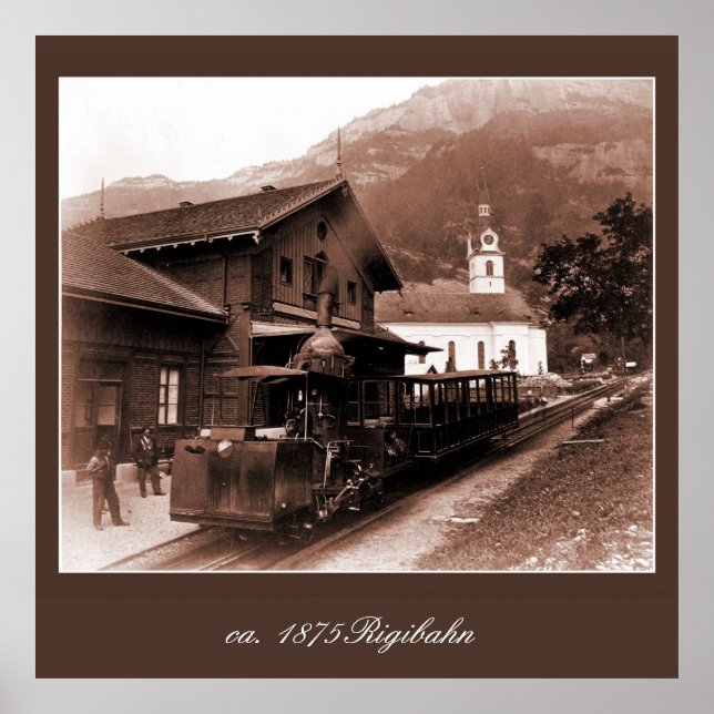 Póster Foto de la estación de tren de montaña Antique Rig (Frente)