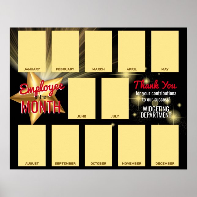 Póster Foto de la estrella de oro empleado del reconocimi (Frente)