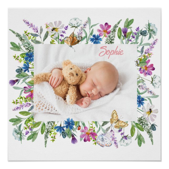 Póster Foto de la frontera de flores silvestres (Anverso)