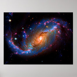 Póster Foto de la Galaxia Espiral Barrada en el espacio u