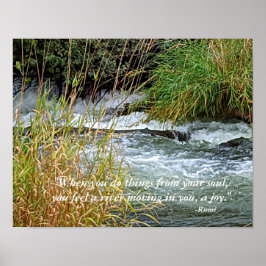 Póster Foto de la naturaleza del río que fluye con verso 