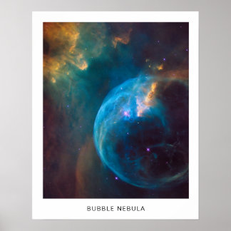 Póster Foto de la Nebulosa de Burbuja Celeste con Nombre