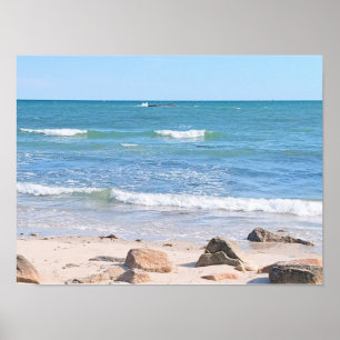 Póster Foto de la orilla del Océano Atlántico azul