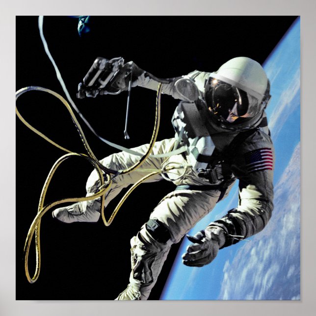 Póster Foto de la primera caminata espacial de un astrona (Frente)