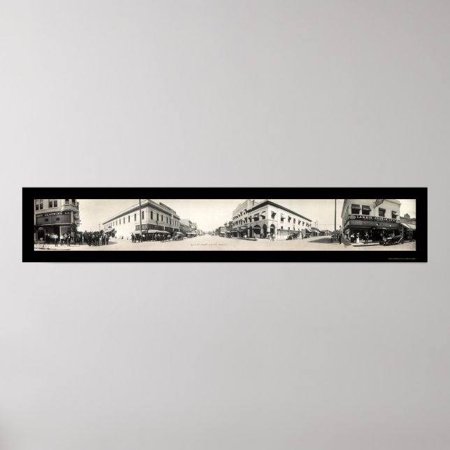 Póster Foto de las calles de Porterville CA 1914 (Frente)