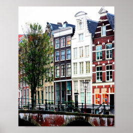 Póster Foto de las casas del canal de Amsterdam