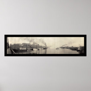 Póster Foto de los buques de Tacoma WA 1908