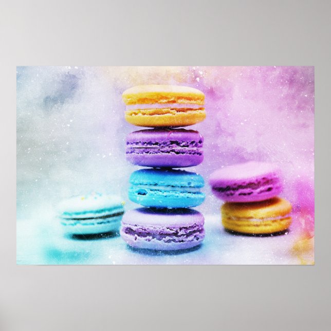 Póster Foto de macarones coloridos (Frente)