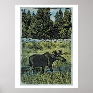 Póster Foto de Moose de época