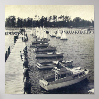 Póster Foto de muelle de gaviota marina de campo vintage