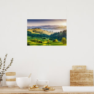 Póster Foto de naturaleza escénica de colinas onduladas