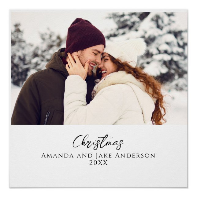 Póster Foto de Navidades Personalizados blancos modernos (Anverso)