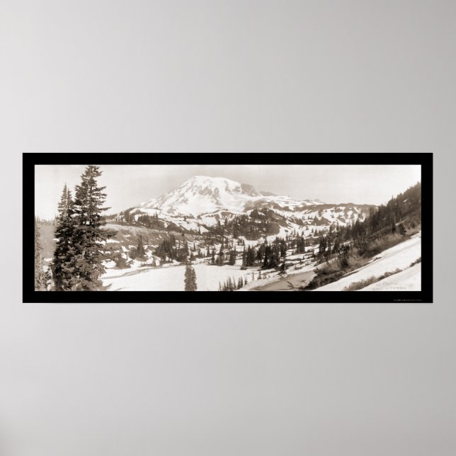 Póster Foto de nieve del monte Rainier WA 1925 (Frente)