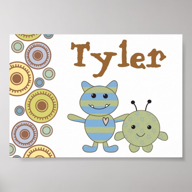 Póster Foto de nombre personalizado de pequeños monstruos (Frente)