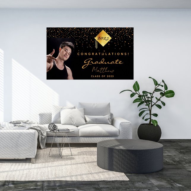 Póster Foto de oro negro de la fiesta de graduación 2025 (Subido por el creador)