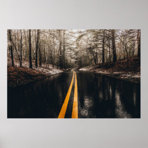 PÓSTER FOTO DE PAISAJE DE LA CARRETERA DE ASPHALT MIENTRA