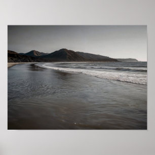 Póster Foto de paisaje marino de playa en la orilla del o