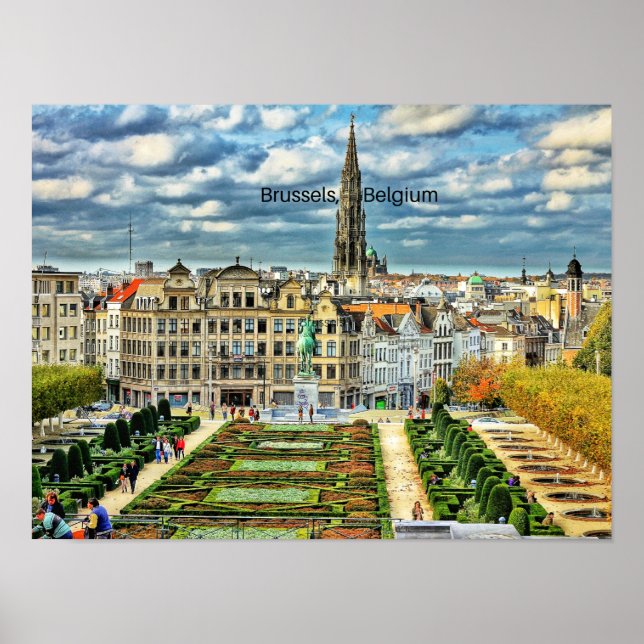 Póster Foto de paisajes urbanos de Bruselas, Bélgica (Frente)