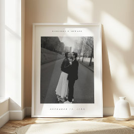 Póster Foto de pareja personalizada minimalista de boda