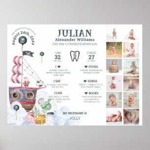 Póster Foto de Pirata de primer año, hito de 12 meses